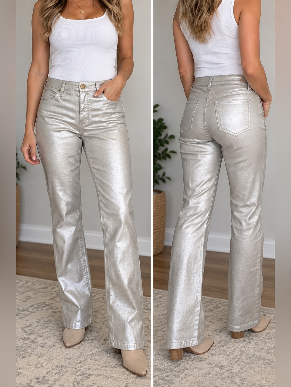 Kut from the Kloth Kelsey High Rise Fab Ab Ankle Flare Rose Gold Size 0 NWT